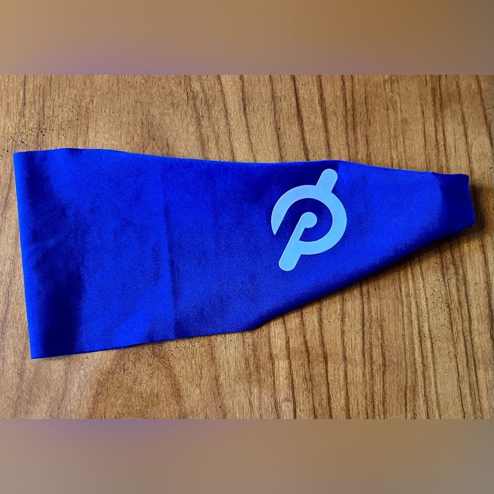 Peloton Temple Tape Headband Sweatband New, Blue Wide Band, Yoga Peloton Logo OS